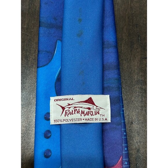 Vintage Ralph Marlin Guitar Print Tie Blue Pink Adjustable Fit Music Festival - Picture 4 of 8